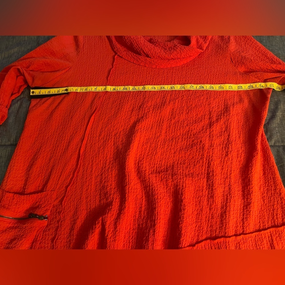 Ali Miles Boho Asymmetrical Tunic Gauzy Cowl-Neck Lagenlook Zip Pocket Sz XL - Picture 9 of 10